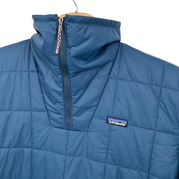Men's Blue Patagonia Box Quilted Pullover 1/4 Zip Nylon Jacket STY20835 - Picture 2 of 10